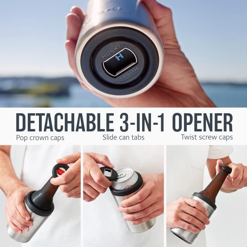 Huski Beer Cooler 2.0 | NEW | Premium Can and Bottle Holder | Triple Insulated Marine Grade Stainless Steel | Detachable 3-in-1 Opener | Works as a Tumbler | Best Gifts for Beer Lovers (White) - Image 4